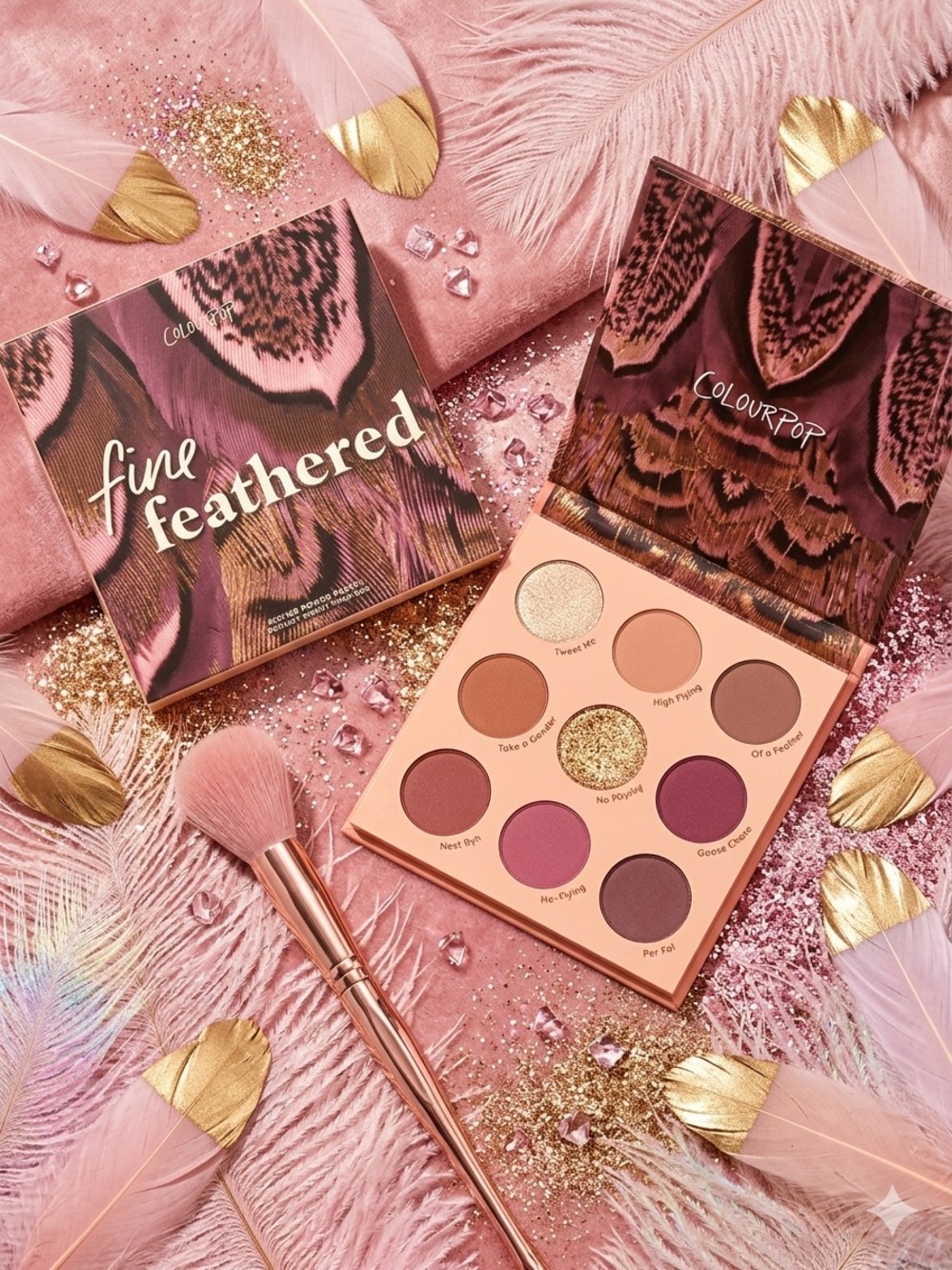 ColourPop Fine Feathered LIMITED EDITION Eyeshadow Palette - Rose & Plum Shades
